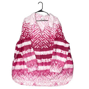 Womens Plus Size Blouse Beachy Pink‎ Tie Dye Boho Summery Sz 4X Hippie Colorful
